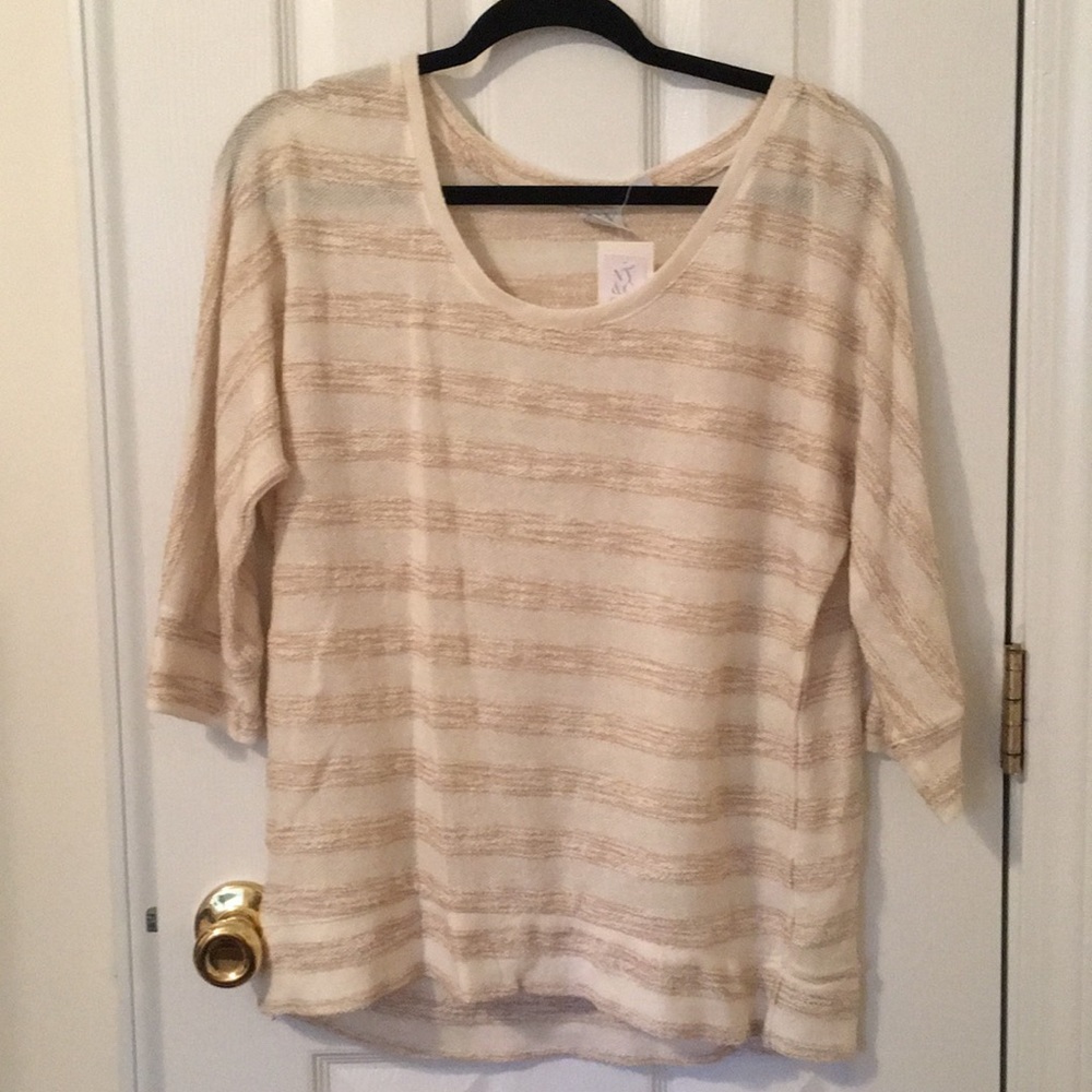 Tan and cream striped sweater